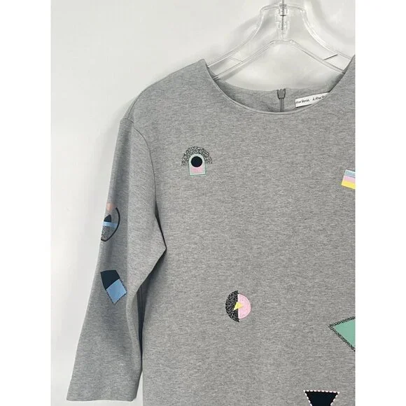 & Other Stories Sweatshirt Dress Gray Retro Print Sz Womens 6 - Picture 3 of 6